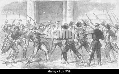 Italia lucha Bersaglieri & False Garibaldini, Napoli 1861. Illustrated London News Foto de stock