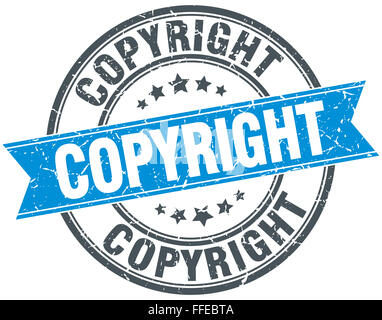 Copyright blue ribbon vintage grunge sello redondo