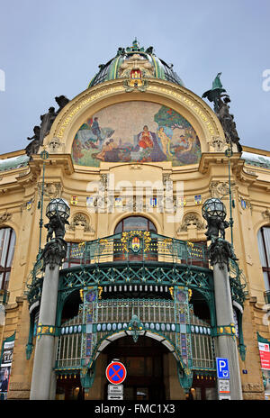 'Detalle' de la Casa Municipal de Praga, República Checa. Foto de stock
