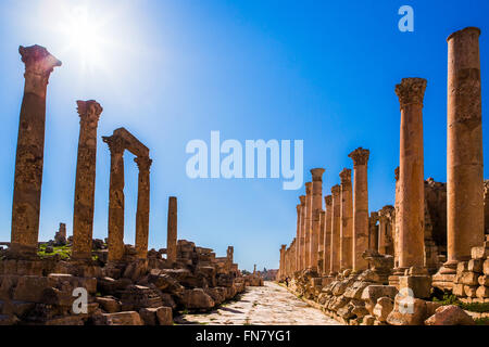 Ruinas de Jerash, antigua ciudad romana en Jordania Foto de stock