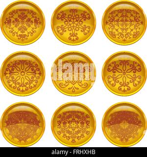 Conjunto de botones dorados con patrones Imagen Vector de stock - Alamy