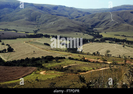 Vista panorámica del Valle de las flores en la Serra da Canastra - MG Foto de stock