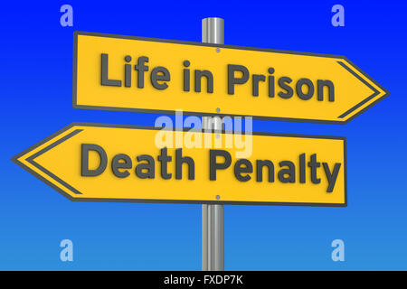 La vida en la cárcel o la pena de muerte, concepto 3D rendering Foto de stock