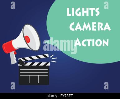 Vector cinematográfico. Luces, cámara, vector plano de acción Imagen Vector  de stock - Alamy