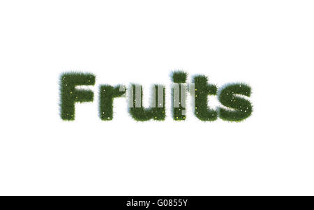Frutas: Serie fuentes de hierba realista e idioma Foto de stock