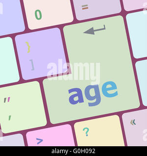 Tecla de teclado de edad mostrando Forever young concepto ilustración vectorial Foto de stock