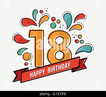 Feliz cumpleaños número 40, tarjeta de felicitación para 40 años en línea  plana moderno colorido arte con formas geométricas Imagen Vector de stock -  Alamy