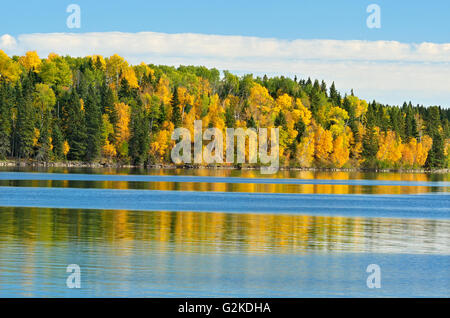 En otoño, los árboles alrededor de un lago northen Prince Albert National Park Saskatchewan Canadá En otoño, los árboles alrededor de un lago northen Prince Albert National Park Saskatchewan Canadá