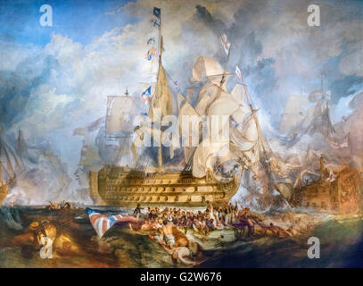 'La Batalla de Trafalgar, el 21 de octubre de 1805', pintura de J M W Turner, 1822-1824, Foto de stock