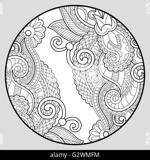 Mandala para colorear la página del libro. Adorno redondo decorativo  abstracto. Arte antiestrés para adultos. Elemento de diseño vectorial.  Motivos naturales, tejidos, florales Imagen Vector de stock - Alamy