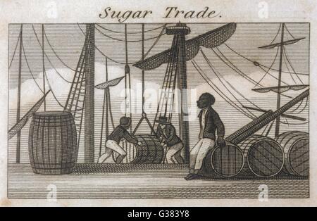 Los hombres en Bristol descarga de azúcar de las Indias Occidentales. Fecha: 1823 Foto de stock