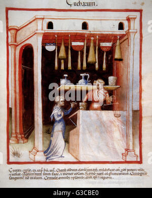 Tacuinum Sanitatis. Siglo 14. Manual medieval de salud. El azúcar.Folio 92r. Foto de stock