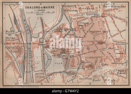 Châlons-sur-Marne 1909 map CHALONS-EN-CHAMPAGNE town city plan de la ville 
