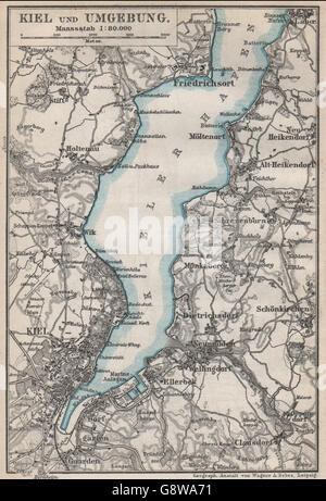 KIEL & umgebung. KIELER FÖRDE/Hafen. Friedrichsort. Schleswig-Holstein, 1886 mapa Foto de stock