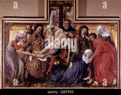 Bellas artes, arte religioso, Jesús Cristo, la muerte, la pintura "El Descendimiento de la Cruz", circa 1435, por Rogier van der Weyden (1399 - 18.6.1464), el Prado Madrid Foto de stock