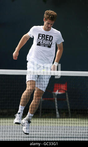 Andy Murray, de Gran Bretaña, entrena en los tribunales de prácticas de Flushing Meadows, Nueva york, EE.UU.