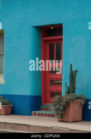 Puertas de Tucson con suculentos sembradora Foto de stock