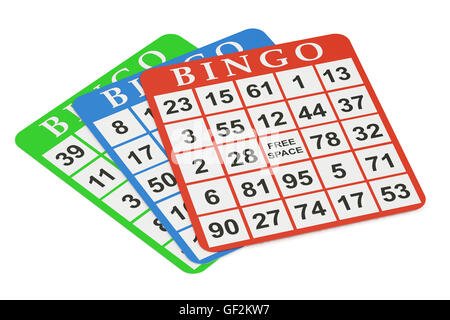 Conjunto de cartones de bingo una Bolas de Bingo sobre fondo blanco  Fotografía de stock - Alamy