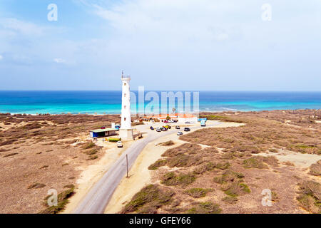 Antena de California LIghthouse en la isla de Aruba en el Caribe Foto de stock