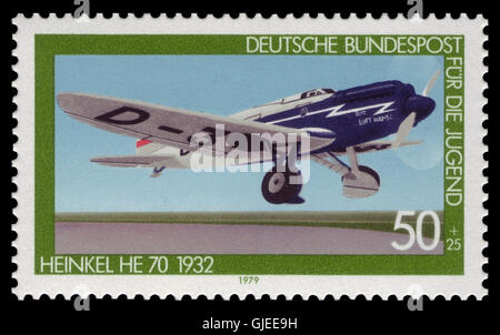 El DBP 1979 1006 Jugendmarke Heinkel He 70 1932 Foto de stock