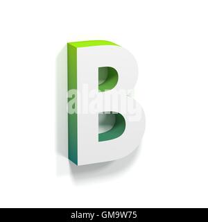 Degradado verde suave y fuente de sombra. Letra B. 3D Render ilustración aislado sobre fondo blanco. Foto de stock