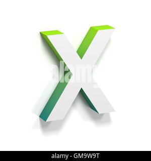 Degradado verde suave y fuente de sombra. Letra X. 3D Render ilustración aislado sobre fondo blanco. Foto de stock