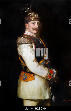 Retrato del káiser Wilhelm II (1859-1941), emperador de Alemania y Rey de Prusia, en el vestir uniforme. Pintura por Vilma Parlaghy, 1895. Foto de stock