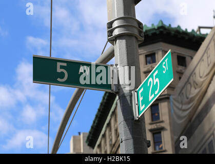 Indicar la 5th Avenue. Nueva York, Estados Unidos.