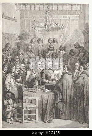 Firma del Tratado de Westfalia OK. - Desde 'Cassell's ilustra la historia universal' - 1882