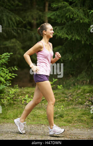 Camino Forestal, mujer, jóvenes, jog sonrisa, modelo liberado, madera,  parque, camino, deporte, sportily, movimiento, caminar, Powerwalking,  divertido, CEPA, el estado, la perseverancia, perseverancia, el deporte, la  capacitación, la formación, el ocio