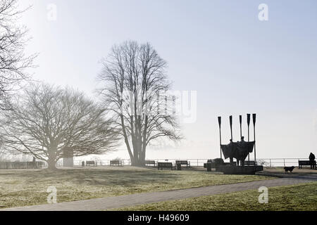 La niebla de la mañana temprana, Balkon, Elbberg Altonaer, Altona, Ciudad Hanseática de Hamburgo, Alemania, Foto de stock
