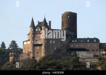 Castillo Katz, St Goarshausen, el Rin, Renania-Palatinado, Alemania Foto de stock