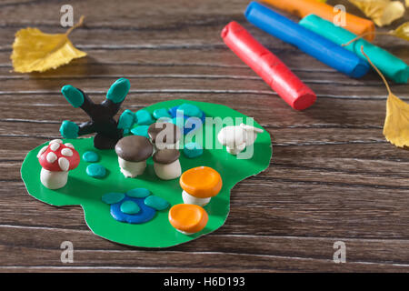 Tarjeta de setas de plastilina rbol y hojas de oto o. Ingredientes