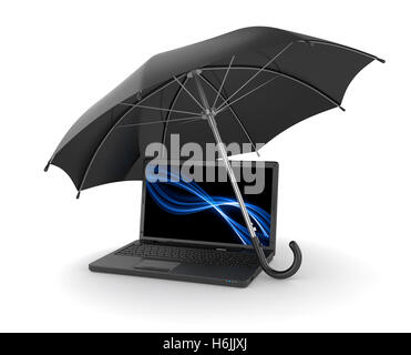 Paraguas negro más portátil , este es un 3D de imágenes generadas por ordenador. Aislado en blanco. Foto de stock