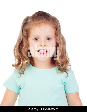 Retrato de una niña de 6 años sobre fondo blanco Fotografía de stock - Alamy