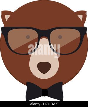 Bear dibujos animados con gafas y  hipster diseño lifestyle.  ilustración vectorial Imagen Vector de stock - Alamy