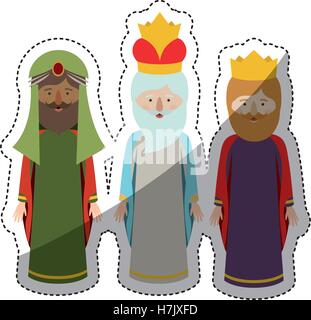 Los tres hombres sabios dibujos animados icono. Feliz día de la epifanía de  nochebuena y navidad tema. Diseño colorista. Ilustración vectorial Imagen  Vector de stock - Alamy
