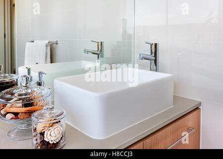 Cuarto de baño con ducha área brillante con espejo y zona de lavado,  incluyendo un fregadero y grifo. La decoración de flores en el florero  junto a la pared de cristal, el