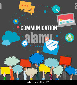 Comunicación La mensajería instantánea chatear hablando concepto Foto de stock