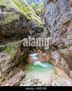 Puente sobre el Barranco, Almbach Almbachklamm, Berchtesgaden, Alta Baviera, Baviera, Alemania Foto de stock