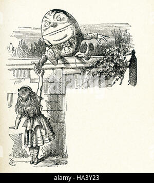 Esta es una escena de lo que Alice vio una vez viajó a través del espejo y el espejo en la habitación de Lewis Carroll 'a Través del Espejo." Aquí vemos a Alicia y Humpty Dumpty. Lewis Carroll (Charles Lutwidge Dodgson) escribió la novela "a través de la del espejo y lo que Alicia encontró allí' en 1871 como una secuela de "Alice's Adventures in Wonderland". Foto de stock