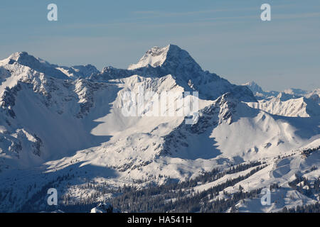Oberstdorf, Alemania - 18 de febrero de 2016: Vista desde la montaña Nebelhorn, en los Alpes de Allgäu. Foto de stock