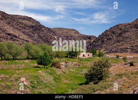 Nurata, o Nurota, montañas Negras en Uzbekistán, en primavera Foto de stock