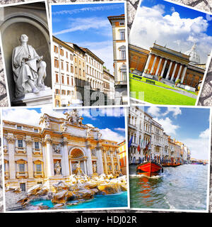 Collage de la bella Italia. Roma, Florencia, Pisa, Venecia. Foto de stock