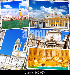 Collage de la bella Italia. Roma, Florencia, Pisa, Venecia. Foto de stock