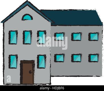 Casa grande con muchas ventanas ilustración Imagen Vector de stock - Alamy