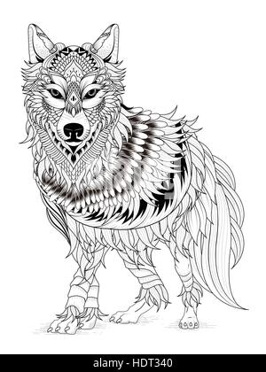 Imponente lobo página para colorear en línea exquisita Imagen Vector de  stock - Alamy