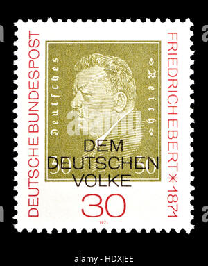 Sello postal alemán (1971) : Friedrich Ebert (1871 - 1925) político alemán del Partido Social Demócrata de Alemania (SPD), primer Presidente alemán, Foto de stock