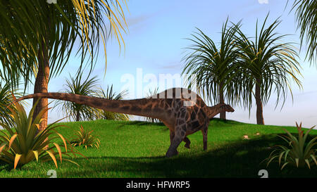Representación 3D de las caminatas dicraeosaurus Foto de stock