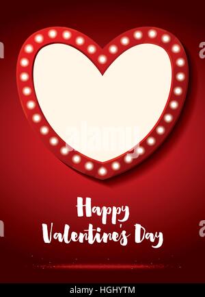 Feliz Día de San Valentín Tarjeta de felicitación. Corazón vacío. Ilustración vectorial. Ilustración del Vector